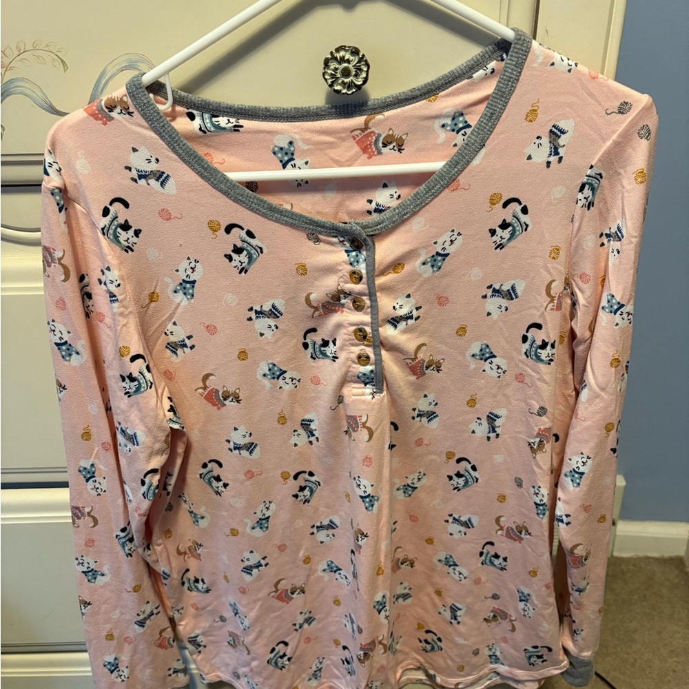 Cuddl Duds Pink Cat Print Pajamas